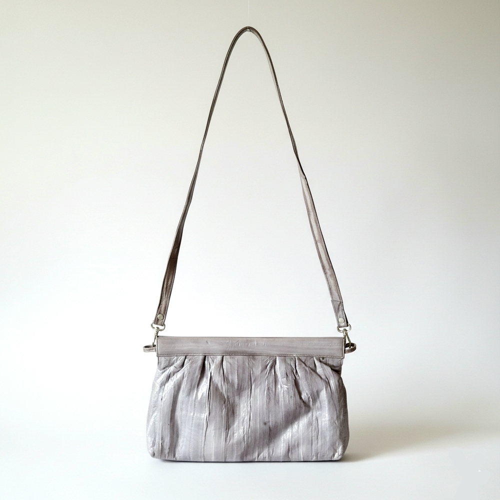 Vintage 80s Eel Skin Leather Shoulder Bag
